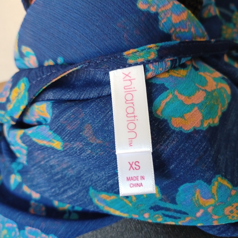 Xhilaration Floral Sheer Blue Kimono Cardigan - Picture 6 of 8